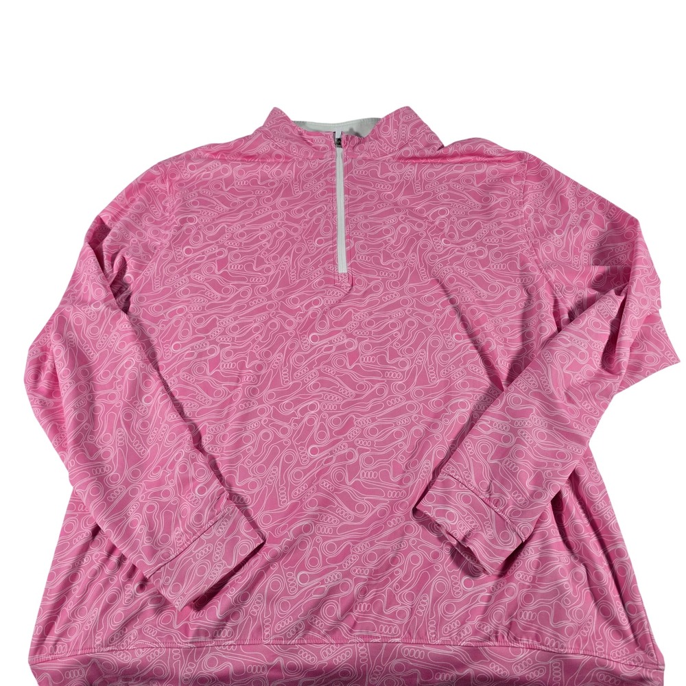 Waggle Mens Pink Abstract Pattern Quarter Zip Golf Pullover 3XL 15253